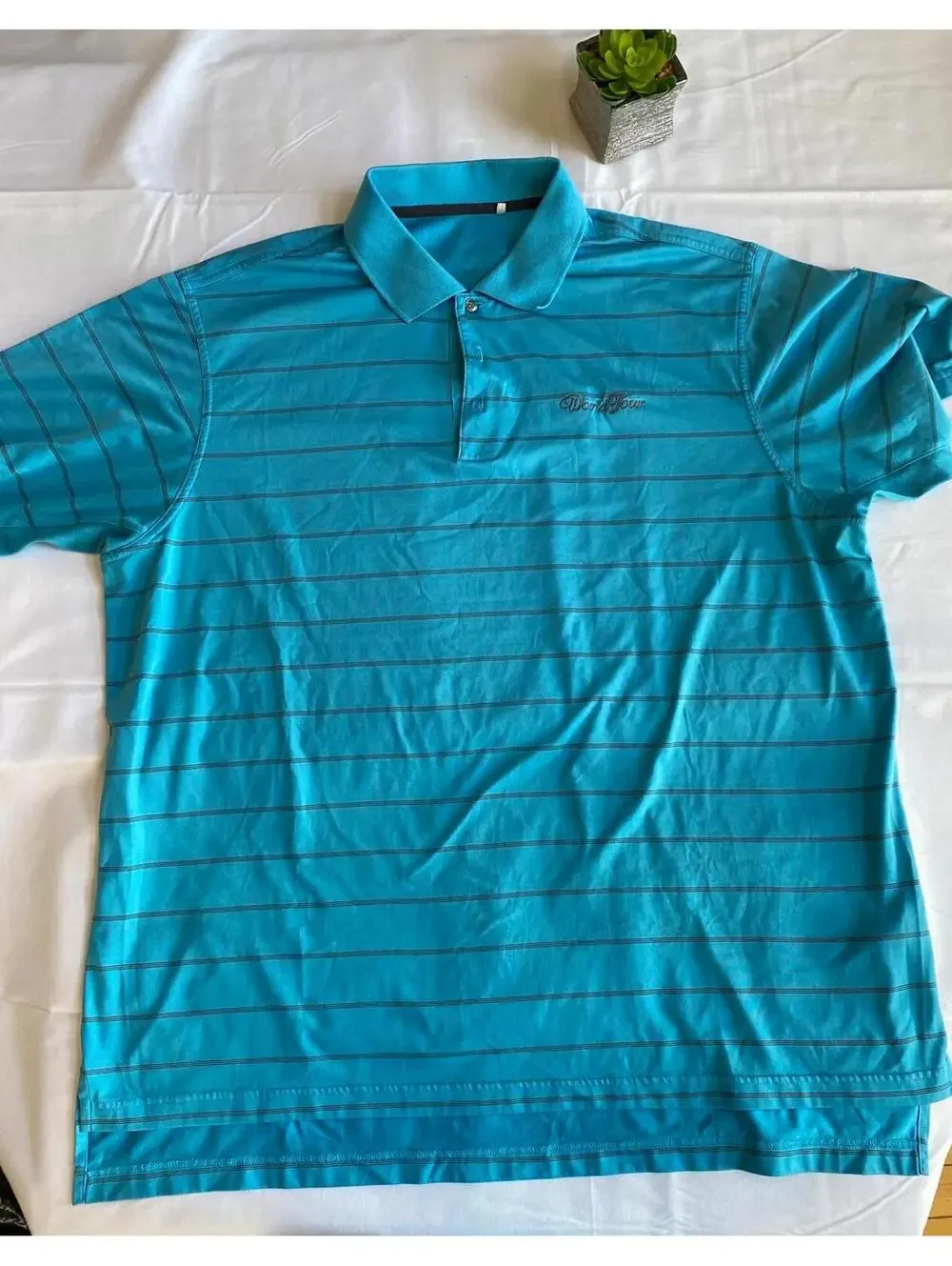 Adidas Men’s Blue Striped Polo Shirt 2XL